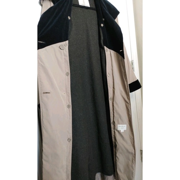 90s London Fog Double Breast Trench Duster Coat Hood Removable Wool Liner 8 Reg - Picture 6 of 9